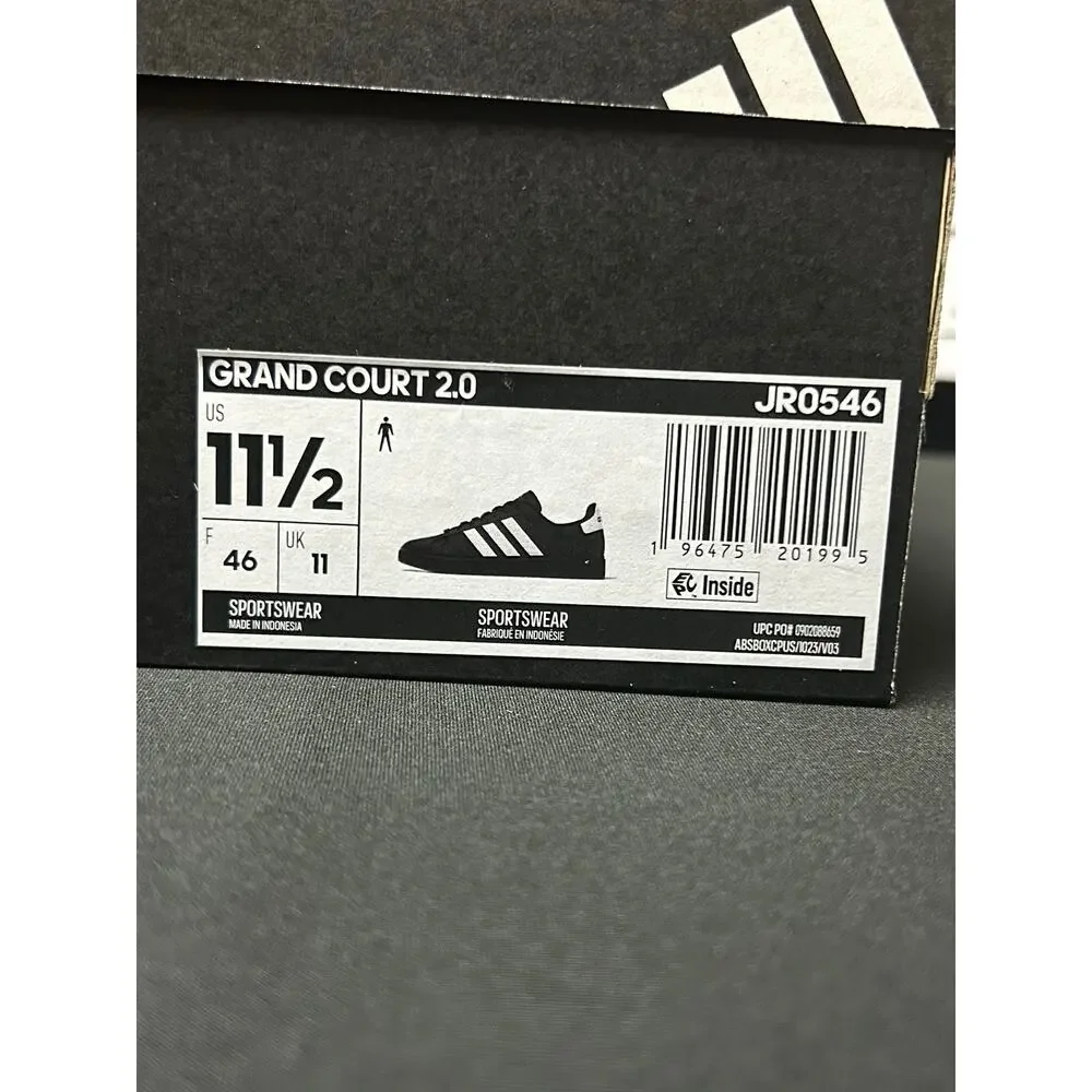 adidas Grand Court 2.0 Black White / $70 Retail! / Size 11.5 / Brand New!!